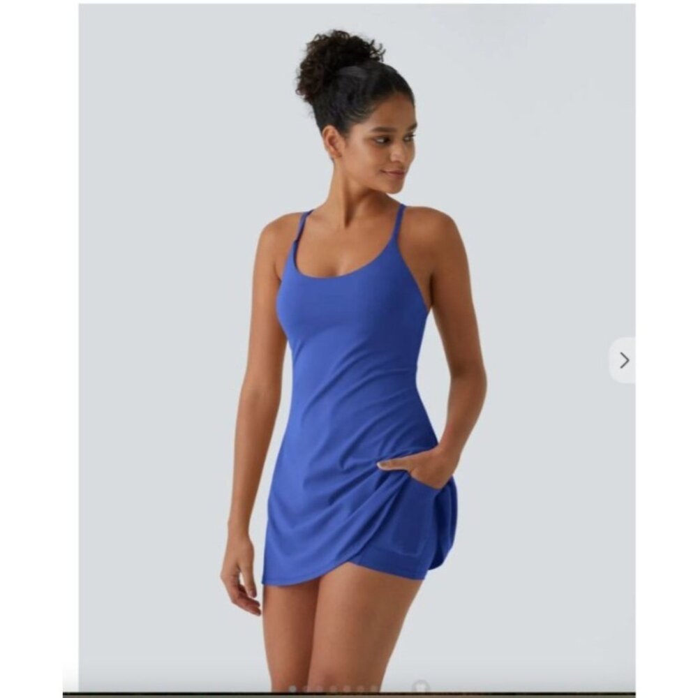 HALARA NWOT Women's Blue Tennis Active Dress Softly-zero with pocket